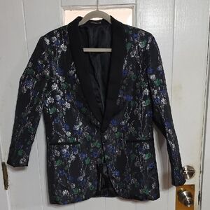 NWT Kids World Of USA BOYS Sports/Suit Coat Metallic Floral Black ChristmasSz 20